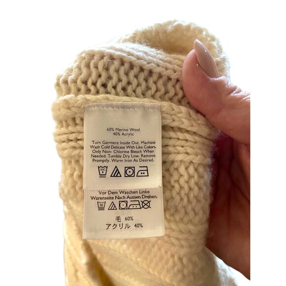 Eddie Bauer Y2K Cableknit Chunky Sweater Cream Size S Counteyside Chic Preppy - Picture 4 of 15